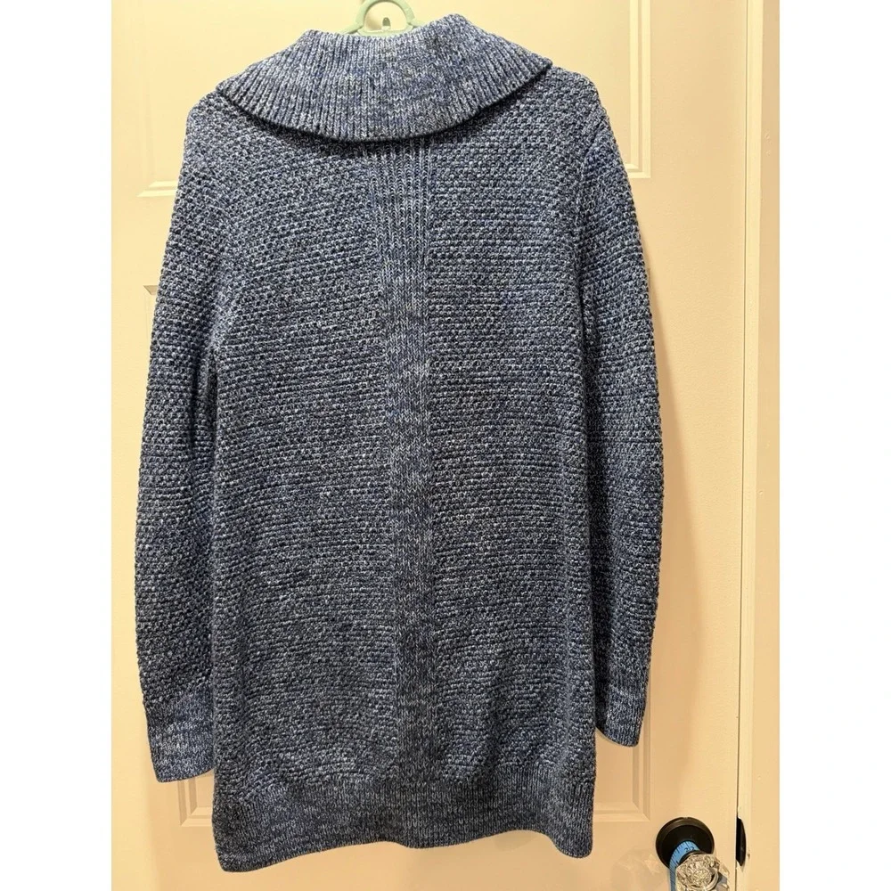 Duluth Trading Co Marled Blue Cowl Neck Tunic Sweater Medium - Picture 4 of 4